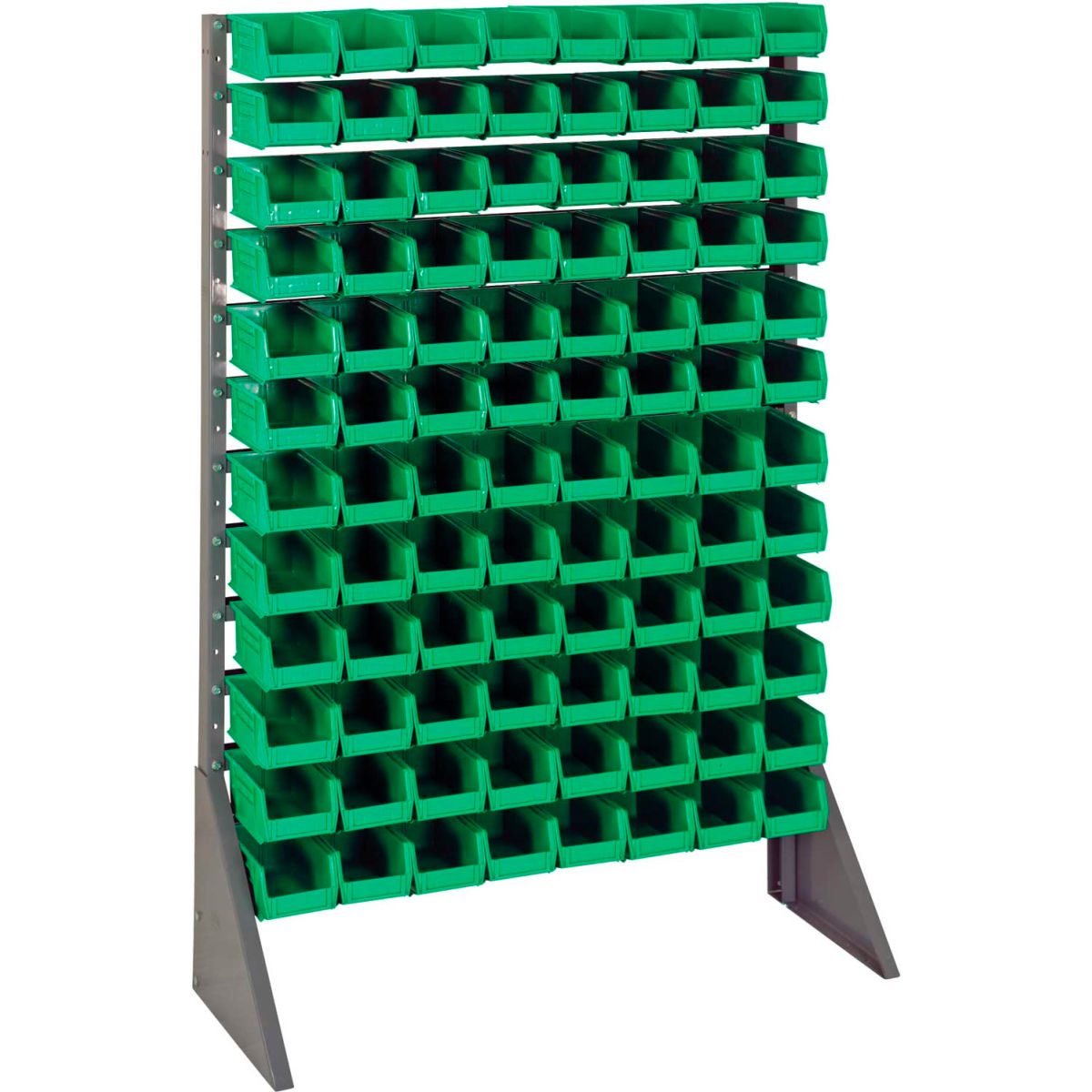 QRU-12S-220-96 Single Sided 12 Rail Unit with 96 QUS220 Ultra Stack & Hang Bins, Green