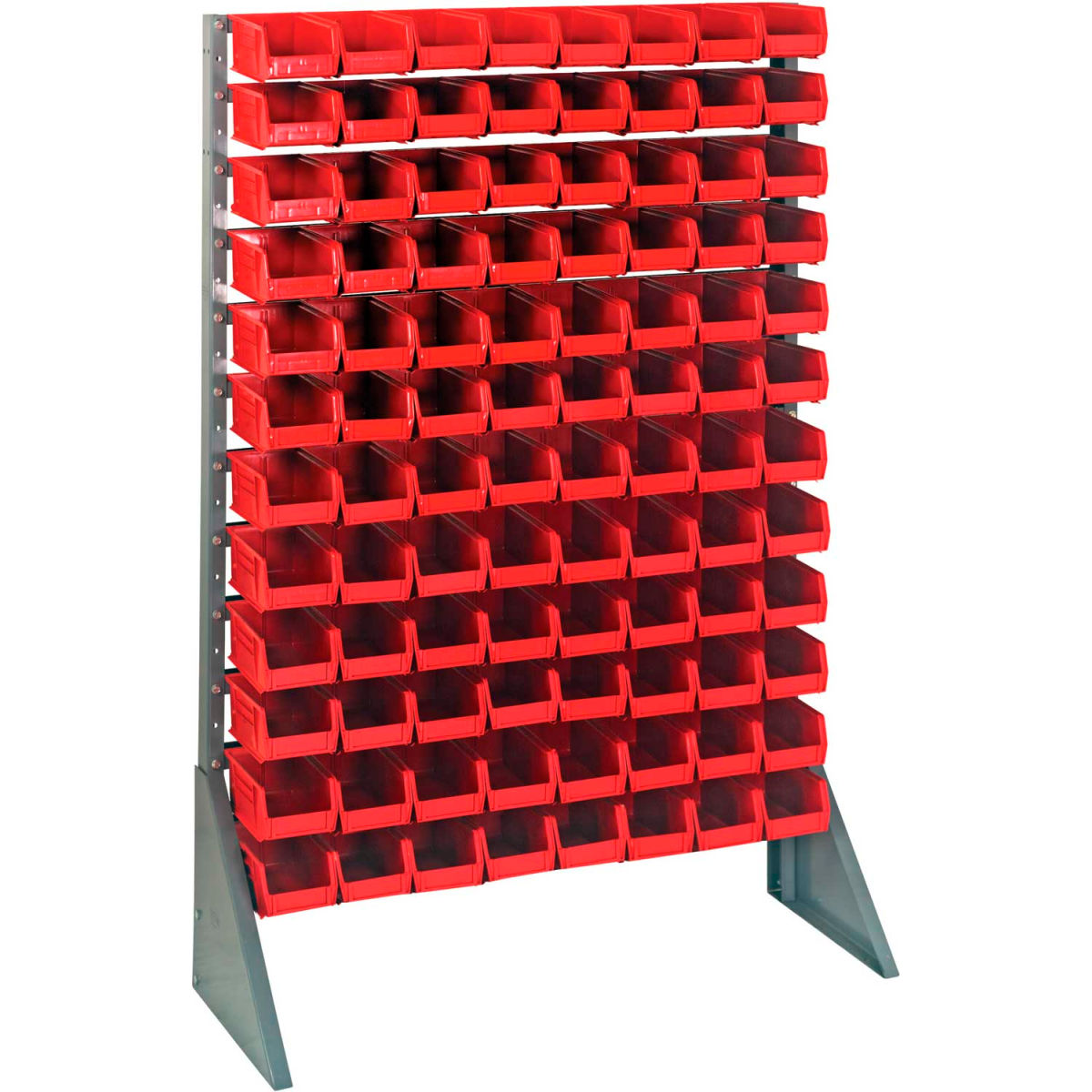 B1398862 QRU-12S-220-96 Single Sided 12 Rail Unit with 96 QUS220 Ultra Stack & Hang Bins, Red