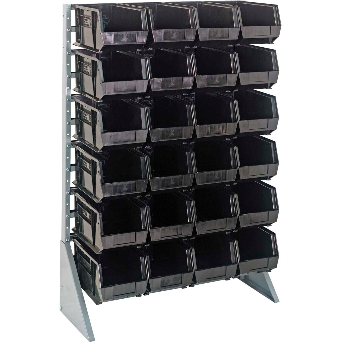 QRU-12S-240-24 Single Sided 12 Rail Unit with 24 QUS240 Ultra Stack & Hang Bins, Black