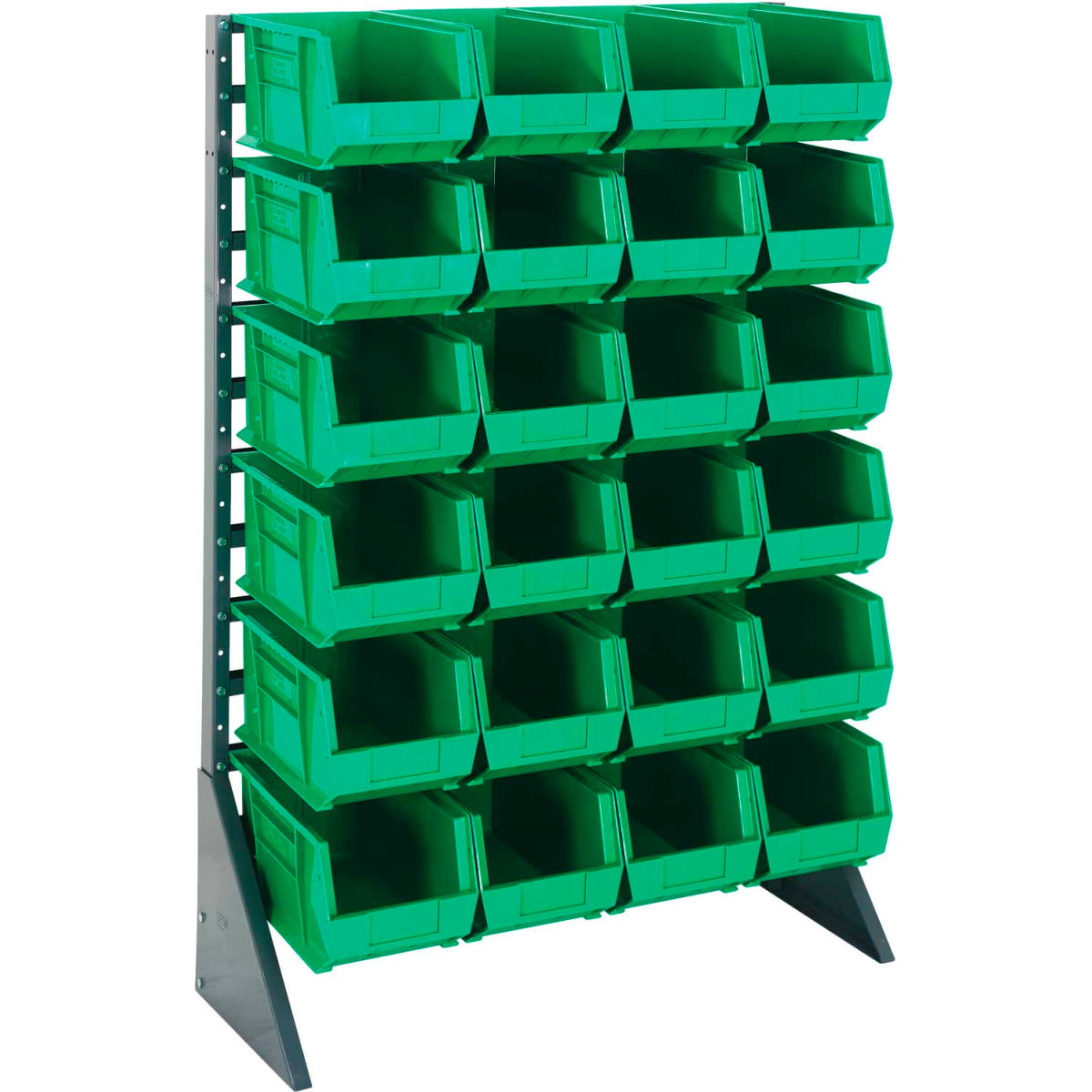 B1398803 QRU-12S-240-24 Single Sided 12 Rail Unit with 24 QUS240 Ultra Stack & Hang Bins, Green