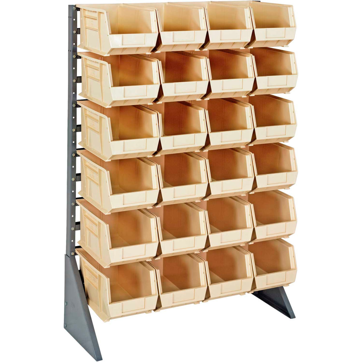 B1398896 QRU-12S-240-24 Single Sided 12 Rail Unit with 24 QUS240 Ultra Stack & Hang Bins, Ivory