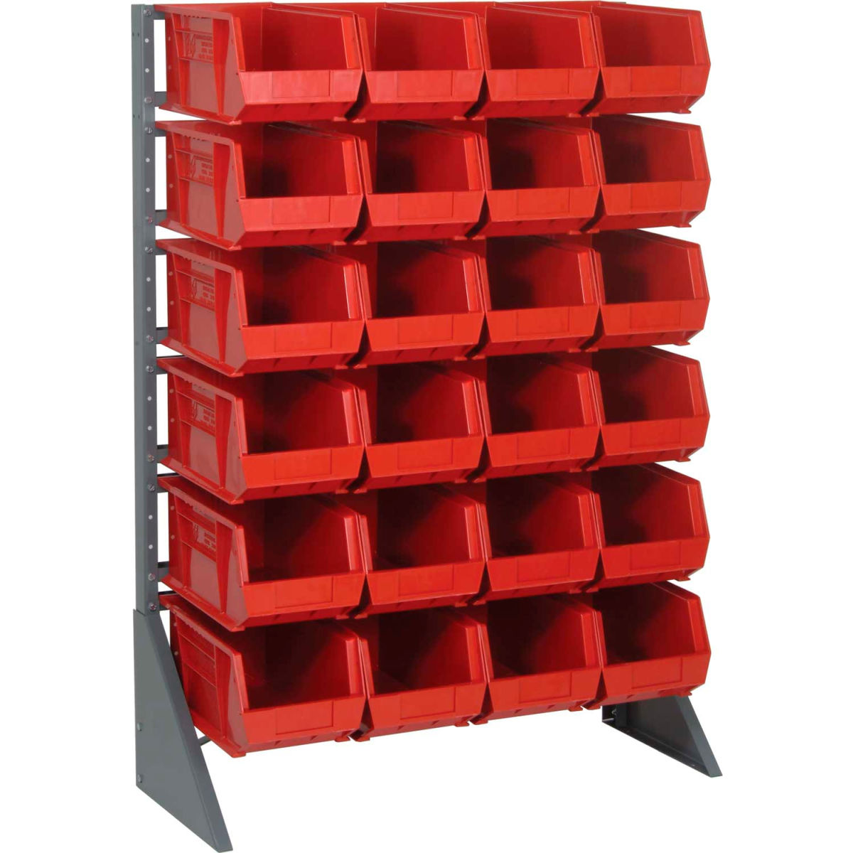 B1398756 QRU-12S-240-24 Single Sided 12 Rail Unit with 24 QUS240 Ultra Stack & Hang Bins, Red