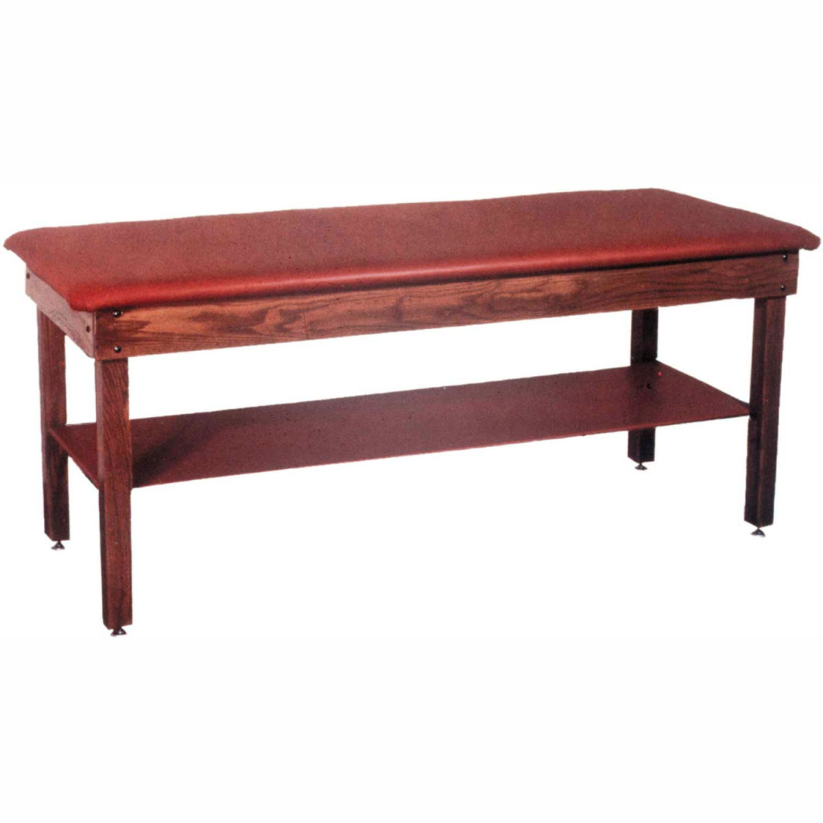Wooden Treatment Table with Shelf, Blue Upholstery & Natural Frame - 72 x 30 x 30 in.