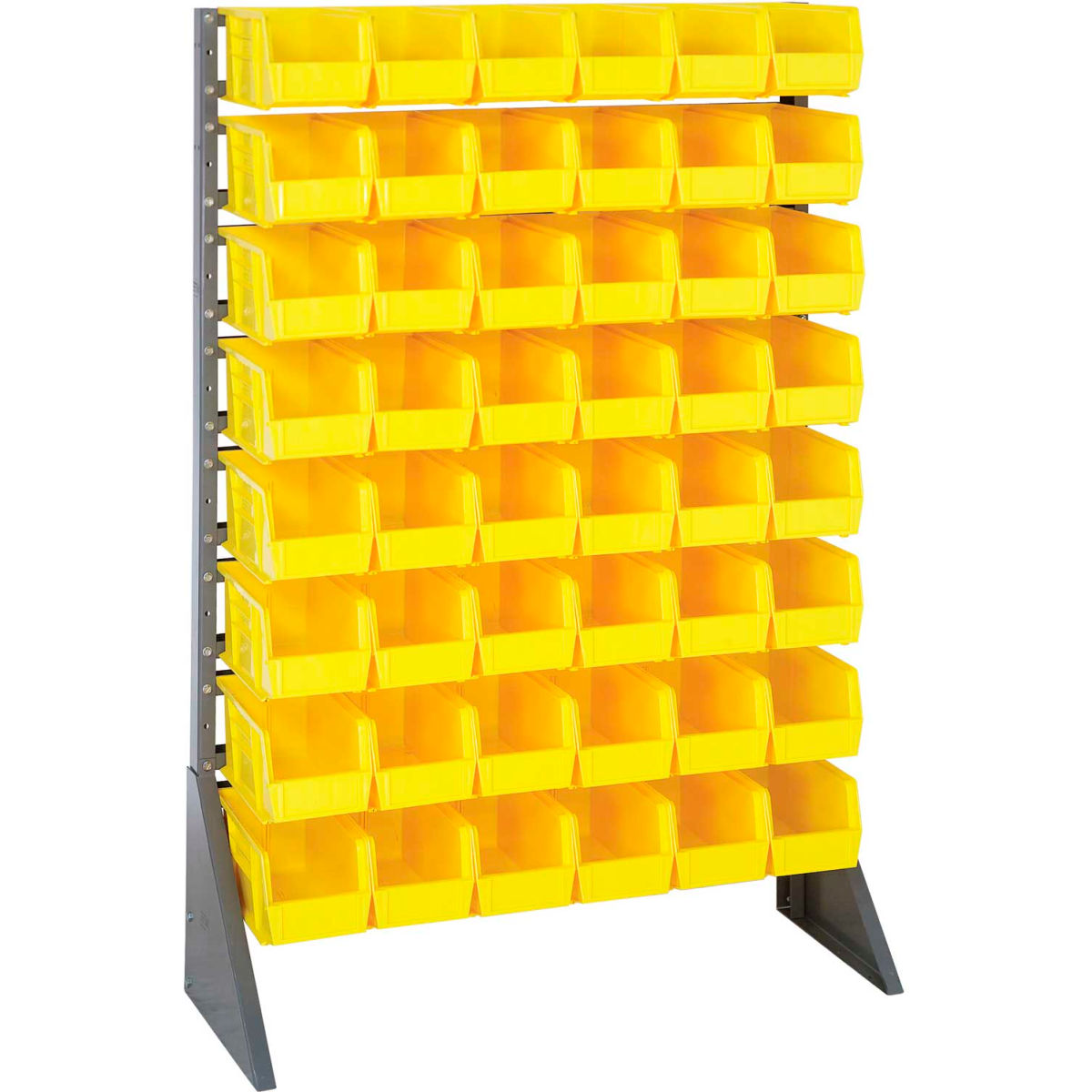 QRU-16S-230-48 Single Sided 16 Rail Unit with 48 QUS230 Ultra Stack & Hang Bins, Yellow