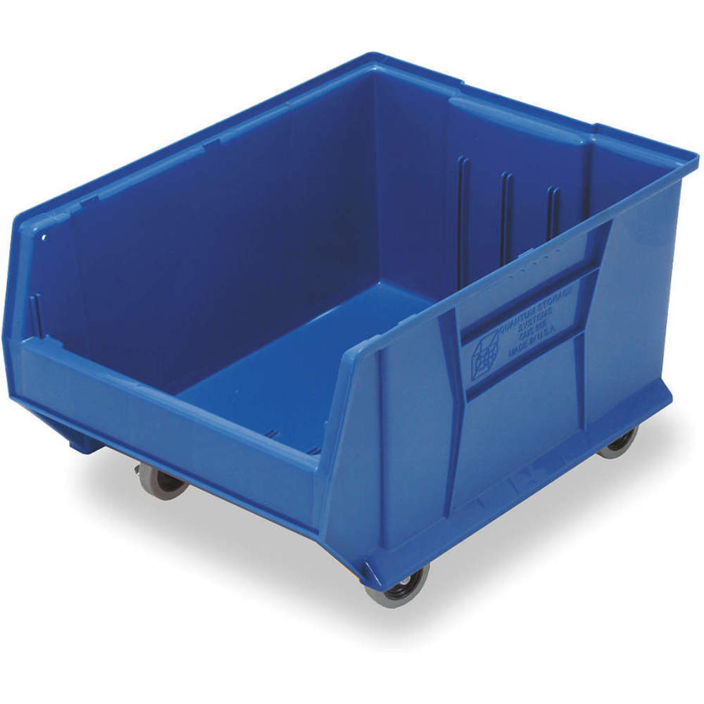 Quantum Food Service QUS984MOB BL Hulk Mobile Stack Shelf Container - 29 7/8 x 16 1/2, Blue