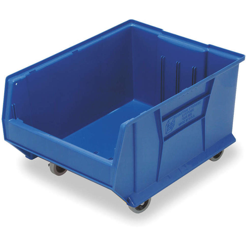 Quantum Food Service QUS985MOB BL Hulk Mobile Stack Shelf Container - 29 7/8 x 18 1/4, Blue