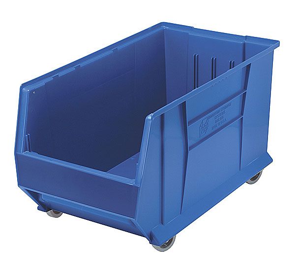 Quantum Food Service QUS986MOB BL Hulk Mobile Stack Shelf Container - 29 7/8 x 16 1/2, Blue
