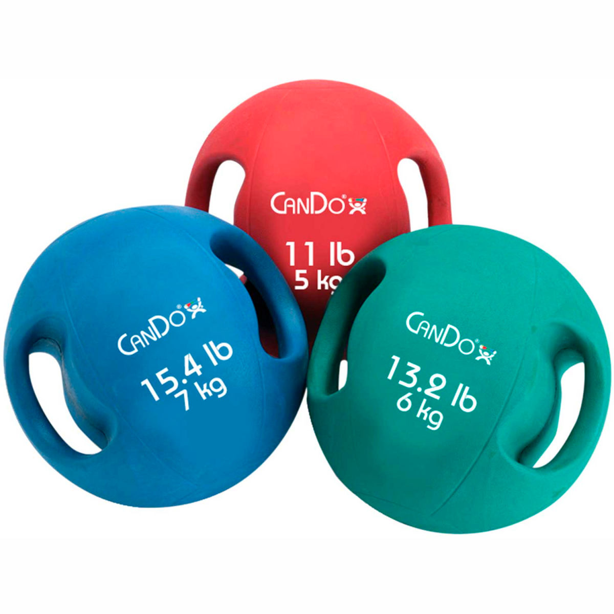 11 lbs CanDo Molded Dual-Handle Medicine Ball, Red
