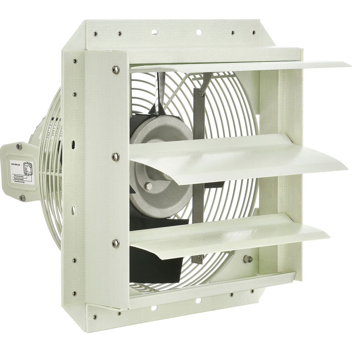 Picture of Global Industrial 292893 12 in. 0.125 HP&#44; 900 CFM & 115V Corrosion Resistant Exhaust Fan with Shutter & Direct Drive