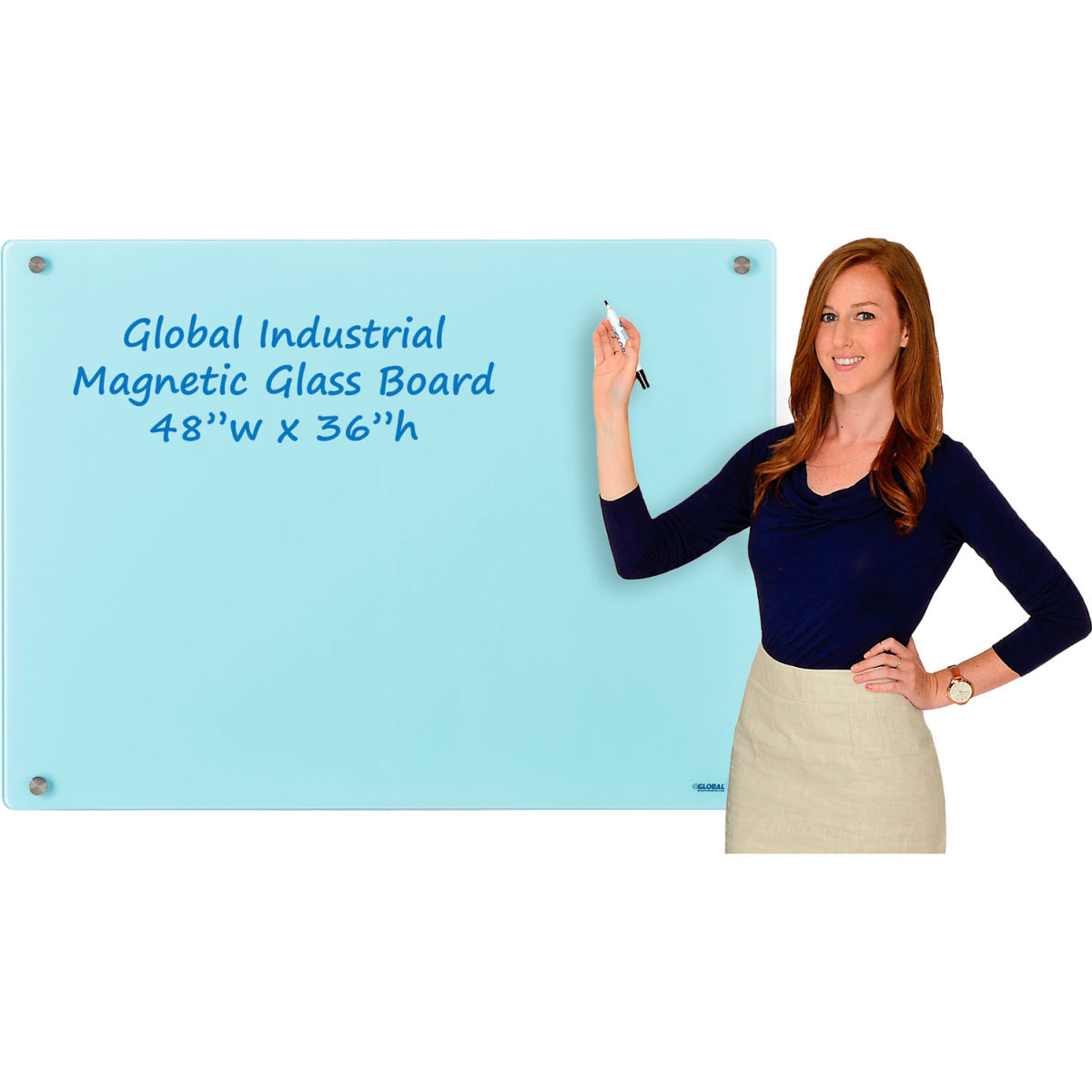 Magnetic Glass Dry Erase Board - Seafoam - 48 x 36 in.