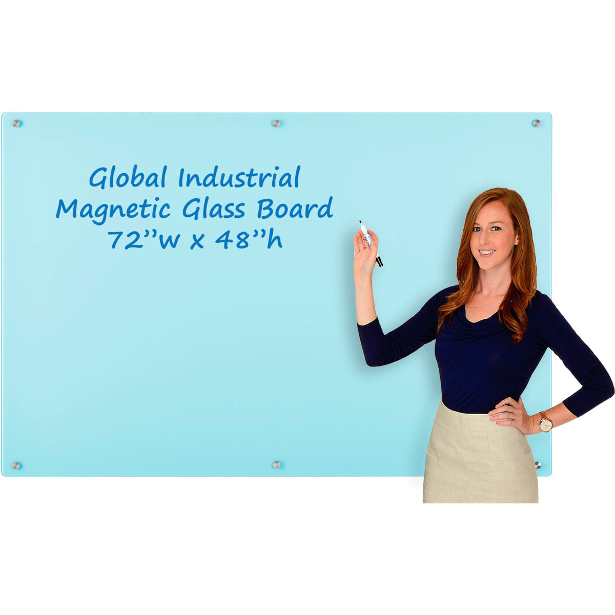 Magnetic Glass Dry Erase Board - Seafoam - 72 x 48 in.