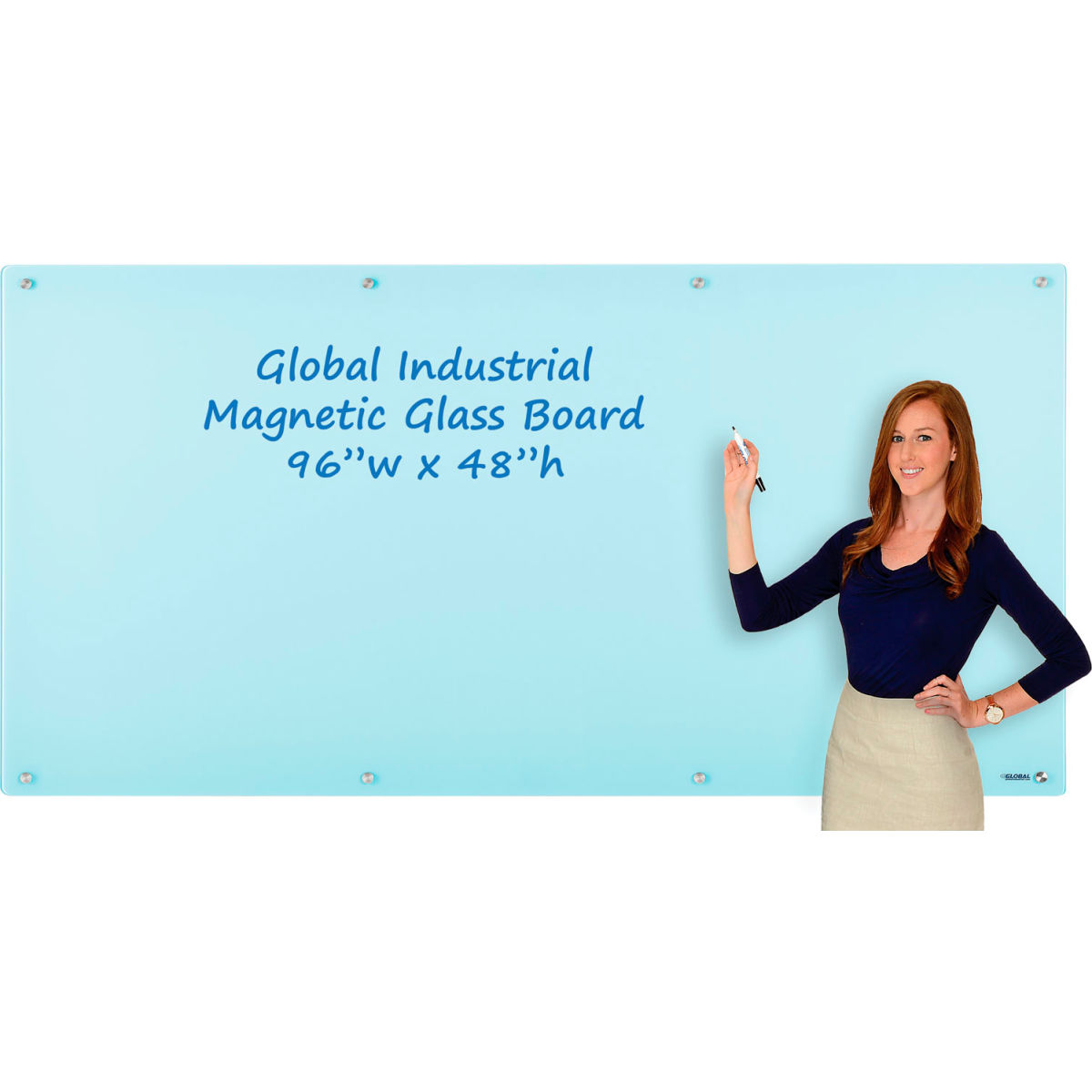 Global Industrial 695703 Magnetic Glass Dry Erase Board - Seafoam - 96 x 48 in -  GLOBAL INDUSTRIES