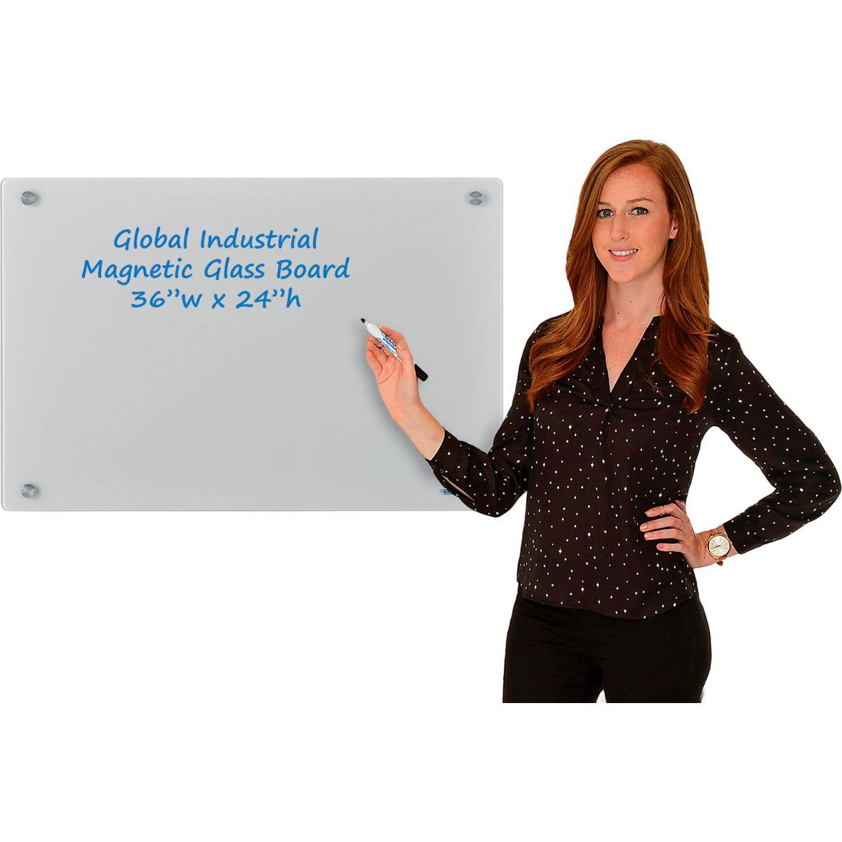 Magnetic Glass Dry Erase Board - Gray - 36 x 24 in.
