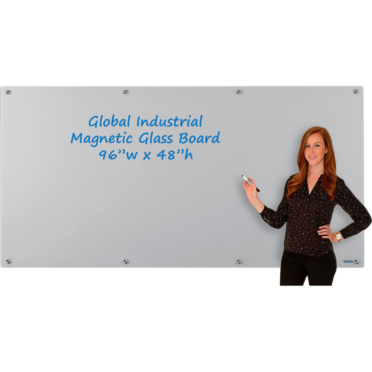 Global Industrial 695711 Magnetic Glass Dry Erase Board - Gray - 96 x 48 in -  GLOBAL INDUSTRIES