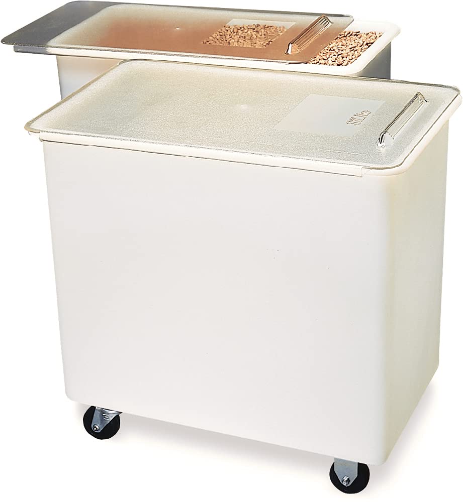 Picture of Carlisle Sanitary Maintenance B637254 36 gal BIN3602 Polyethlene Mobile Ingredient Bin with Lid - White