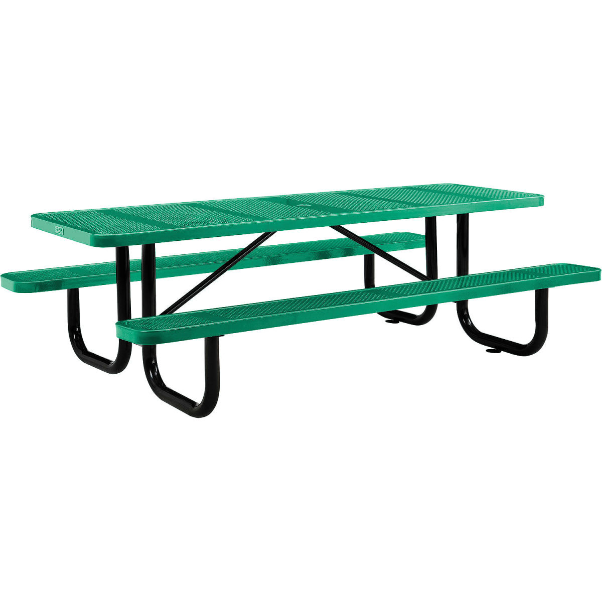 8 ft. Rectangular Outdoor Steel & Perforated Metal Picnic Table, Green