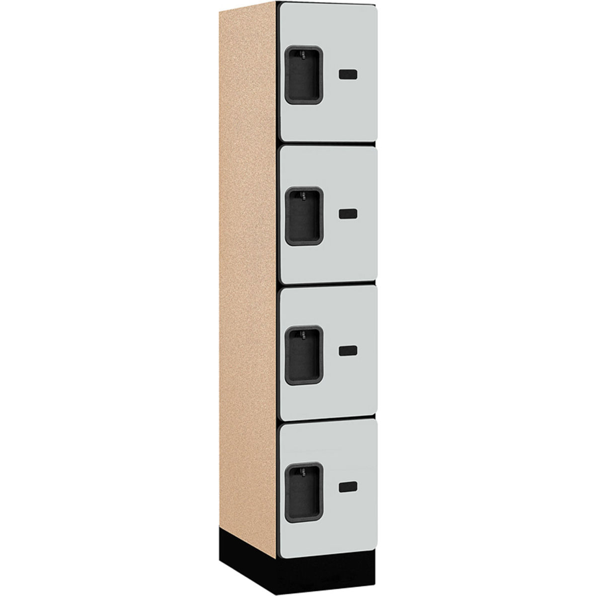 B2177692 Assembled Four Tier 4 Door Designer Wood Locker, Gray - 12 x 18 x 15 in.