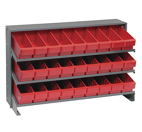 B382101 QPRHA-501 Bench Rack with 27 Red Euro Drawers - 12 x 36 x 21 in.