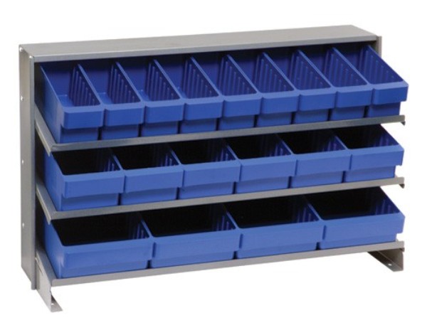 B382126 QPRHA-567 Bench Rack with 19 Blue Euro Drawers - 12 x 36 x 21 in.