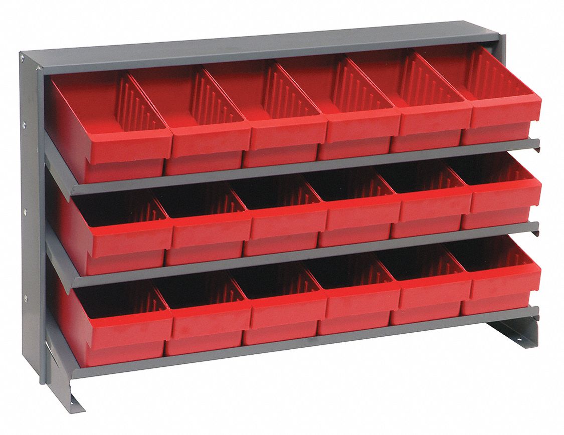 B382174 QPRHA-601 Bench Rack with 18 Red Euro Drawers - 12 x 36 x 21 in.