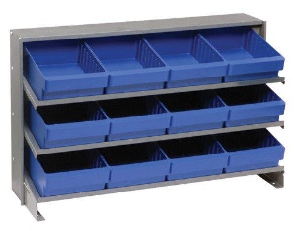B382204 QPRHA-701 Bench Rack with 12 Blue Euro Drawers - 12 x 36 x 21 in.