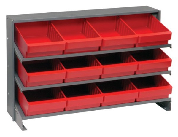 B382209 QPRHA-701 Bench Rack with 12 Red Euro Drawers - 12 x 36 x 21 in.