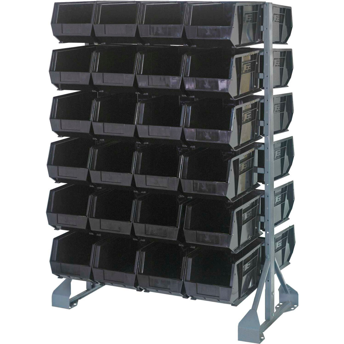 QRU-12D-240-48 Double Sided 12 Rail Unit with 48 QUS240 Ultra Stack & Hang Bins, Black