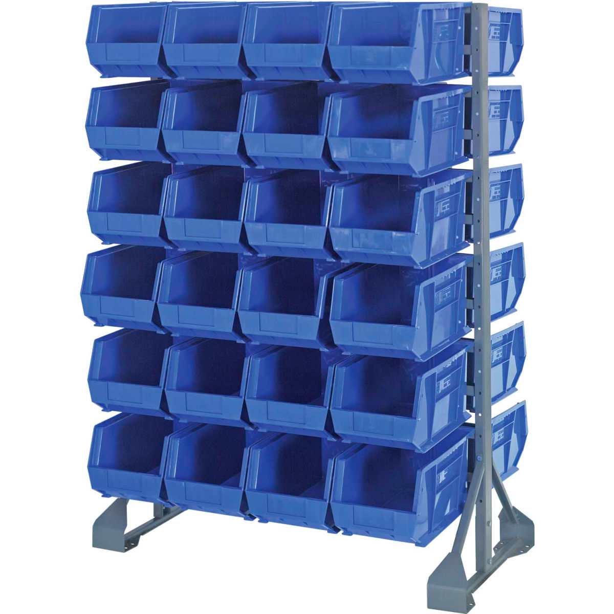 QRU-12D-240-48 Double Sided 12 Rail Unit with 48 QUS240 Ultra Stack & Hang Bins, Blue