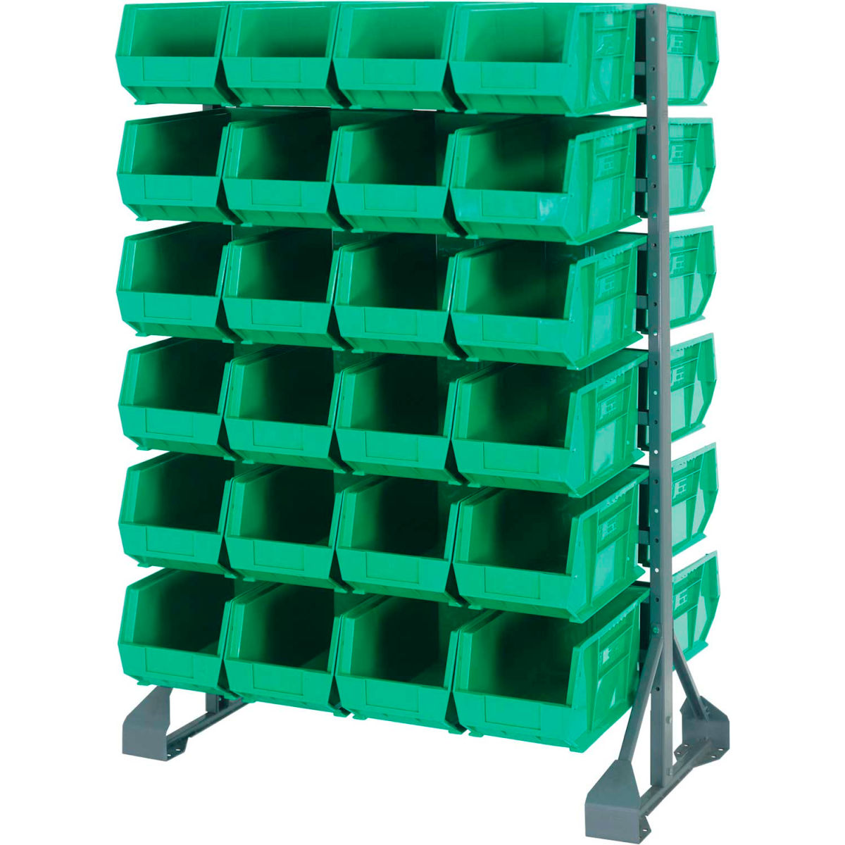 B1398841 QRU-12D-240-48 Double Sided 12 Rail Unit with 48 QUS240 Ultra Stack & Hang Bins, Green