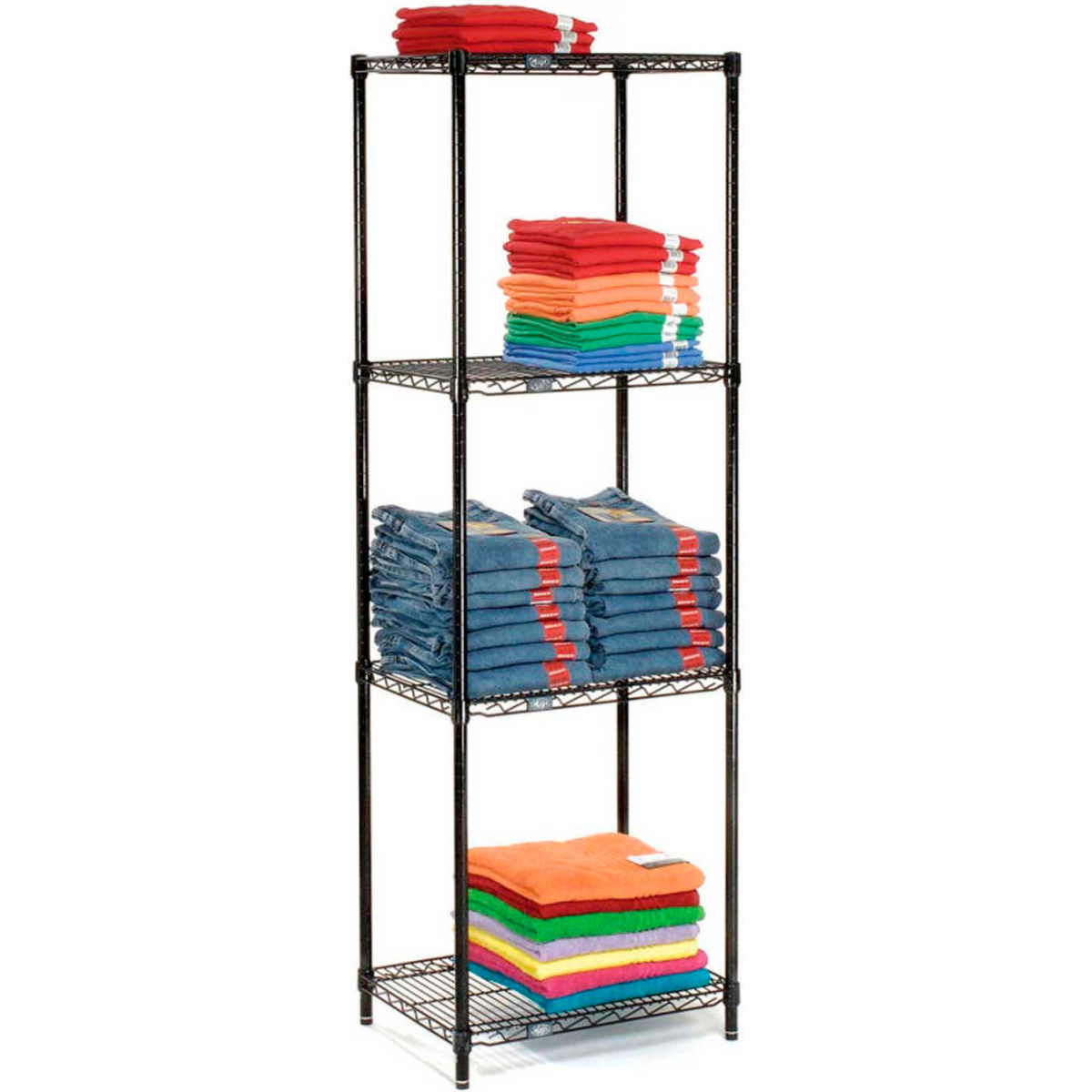 63 x 24 x 24 in. Nexel Black Epoxy Starter Unit 5 Tier Wire Shelving