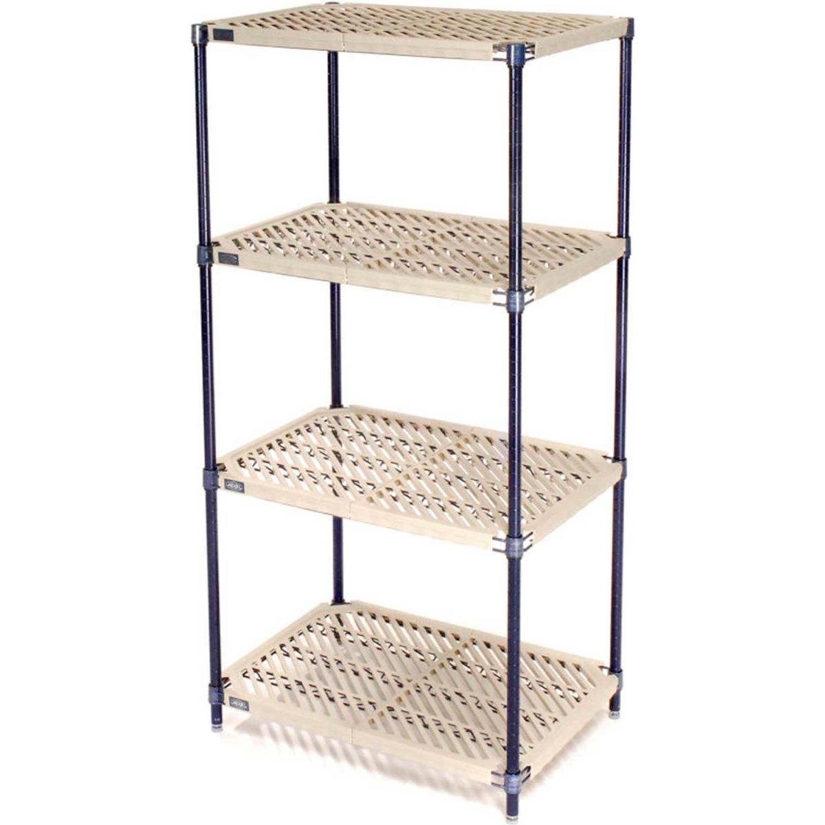 Global Industrial PM18308N5 Beige & Blue Nexelite Vented 5 Tier Nexelon Plastic Shelving - 30 x 18 x 86 in.