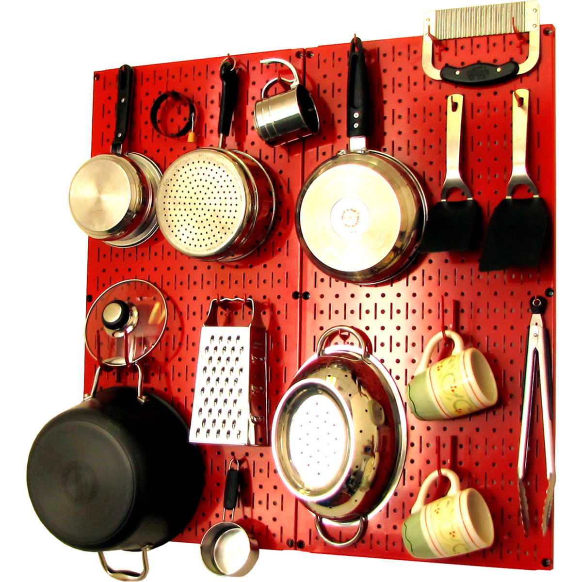 Kitchen Pegboard Pack Storage & Organization Kit, Red - 32 x 32 x 6 in.