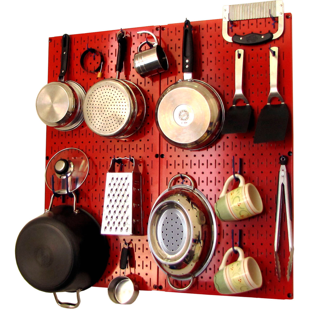 Kitchen Pegboard Pack Storage & Organization Kit, Red & Blue - 32 x 32 x 6 in.