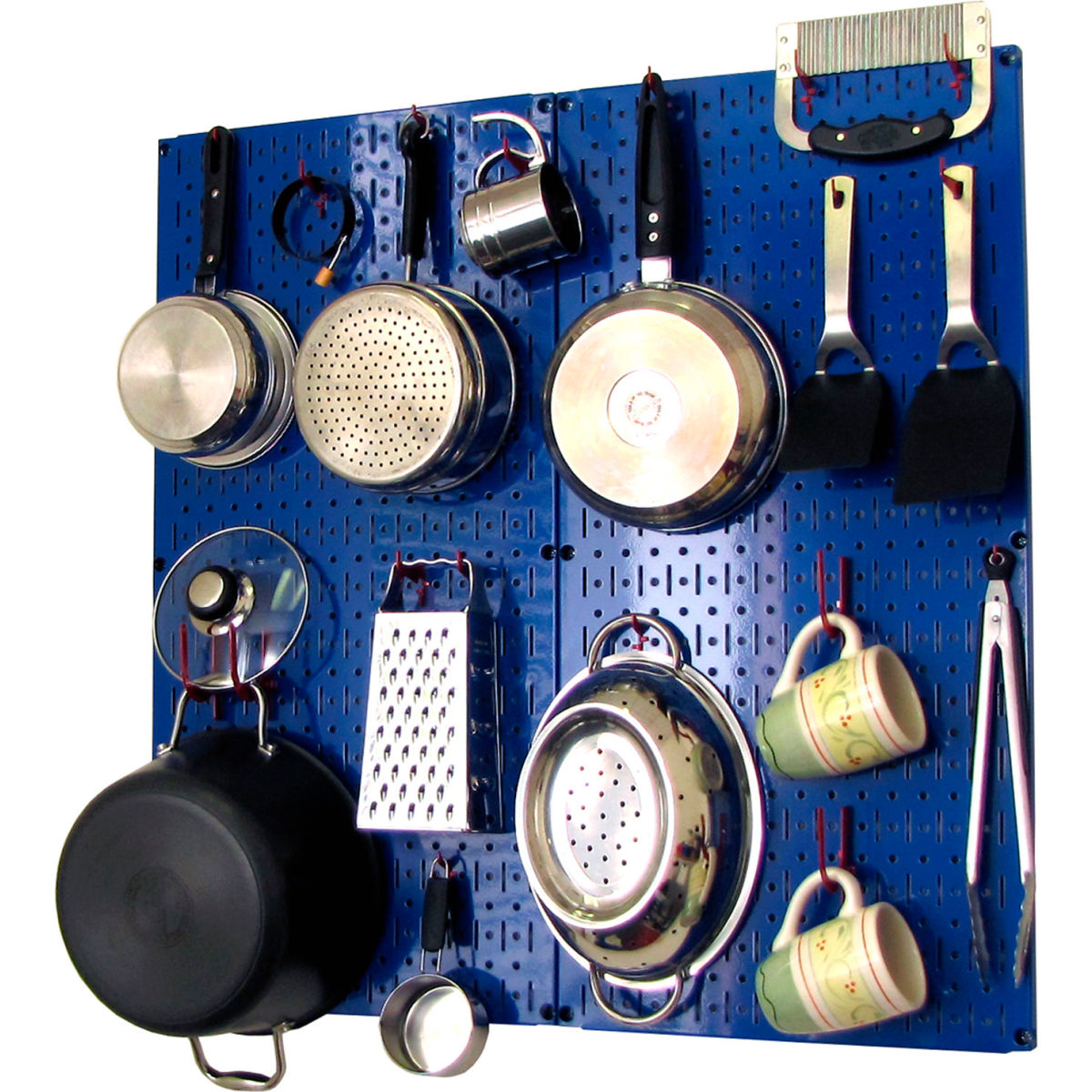 Kitchen Pegboard Pack Storage & Organization Kit, Blue & Red - 32 x 32 x 6 in.