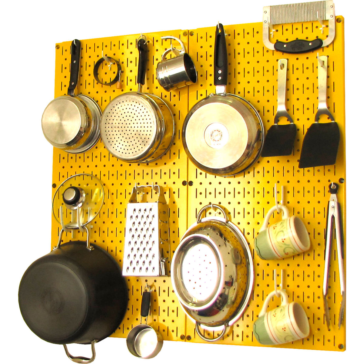 B1296633 Kitchen Pegboard Pack Storage & Organization Kit, Yellow & White - 32 x 32 x 6 in.