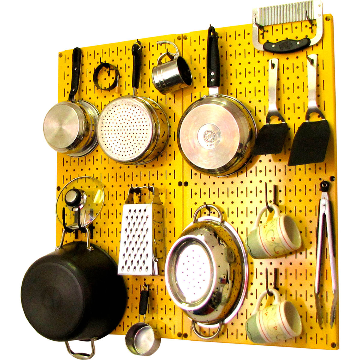 Kitchen Pegboard Pack Storage & Organization Kit, Yellow & Black - 32 x 32 x 6 in.