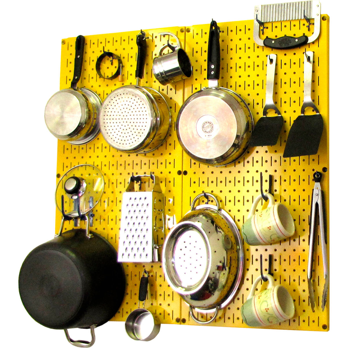 Kitchen Pegboard Pack Storage & Organization Kit, Yellow & Blue - 32 x 32 x 6 in.