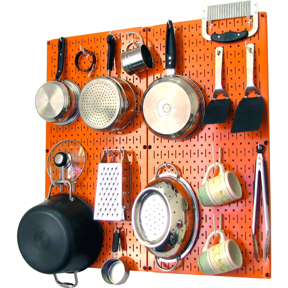 Kitchen Pegboard Pack Storage & Organization Kit, Orange & White - 32 x 32 x 6 in.