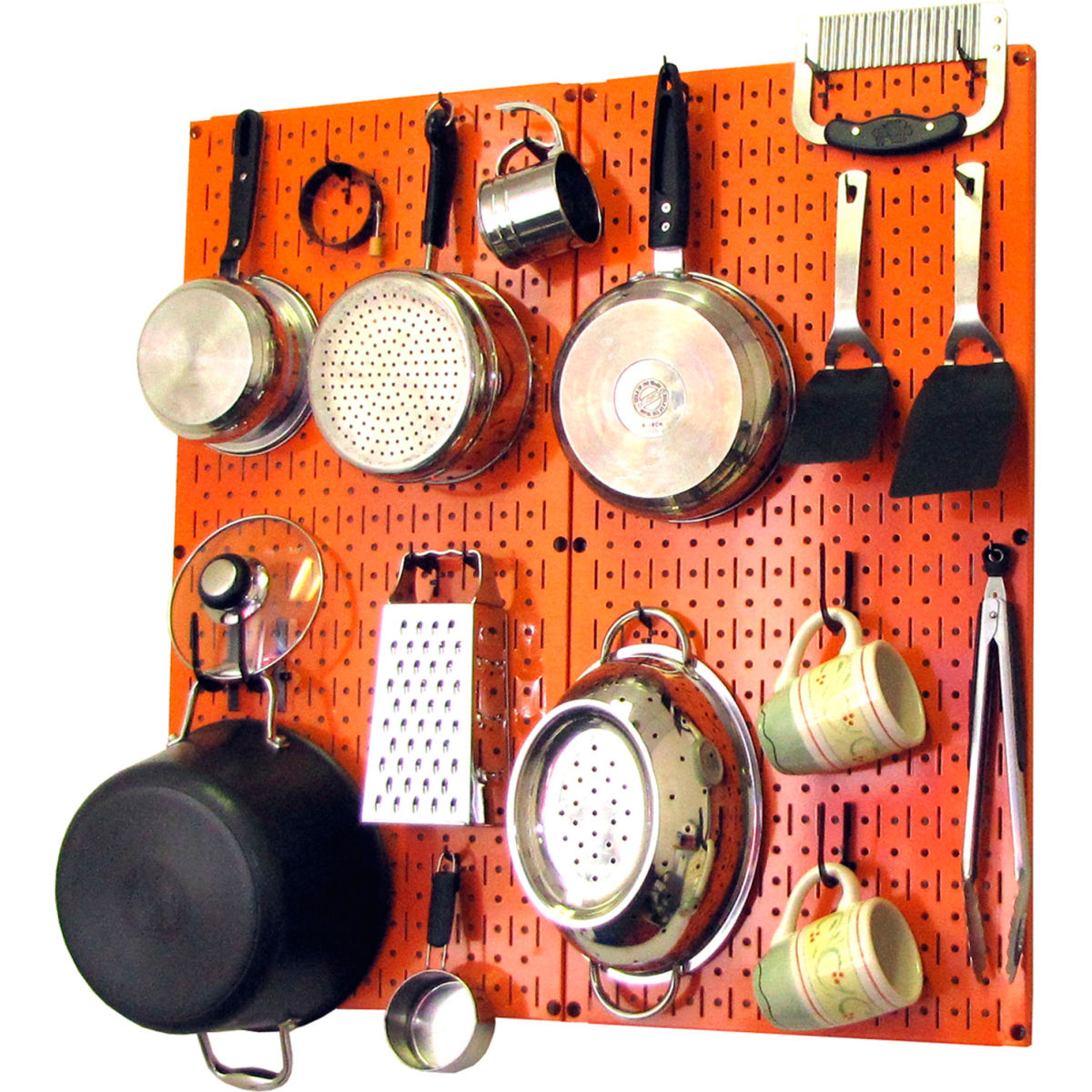 B1296647 Kitchen Pegboard Pack Storage & Organization Kit, Orange & Black - 32 x 32 x 6 in.
