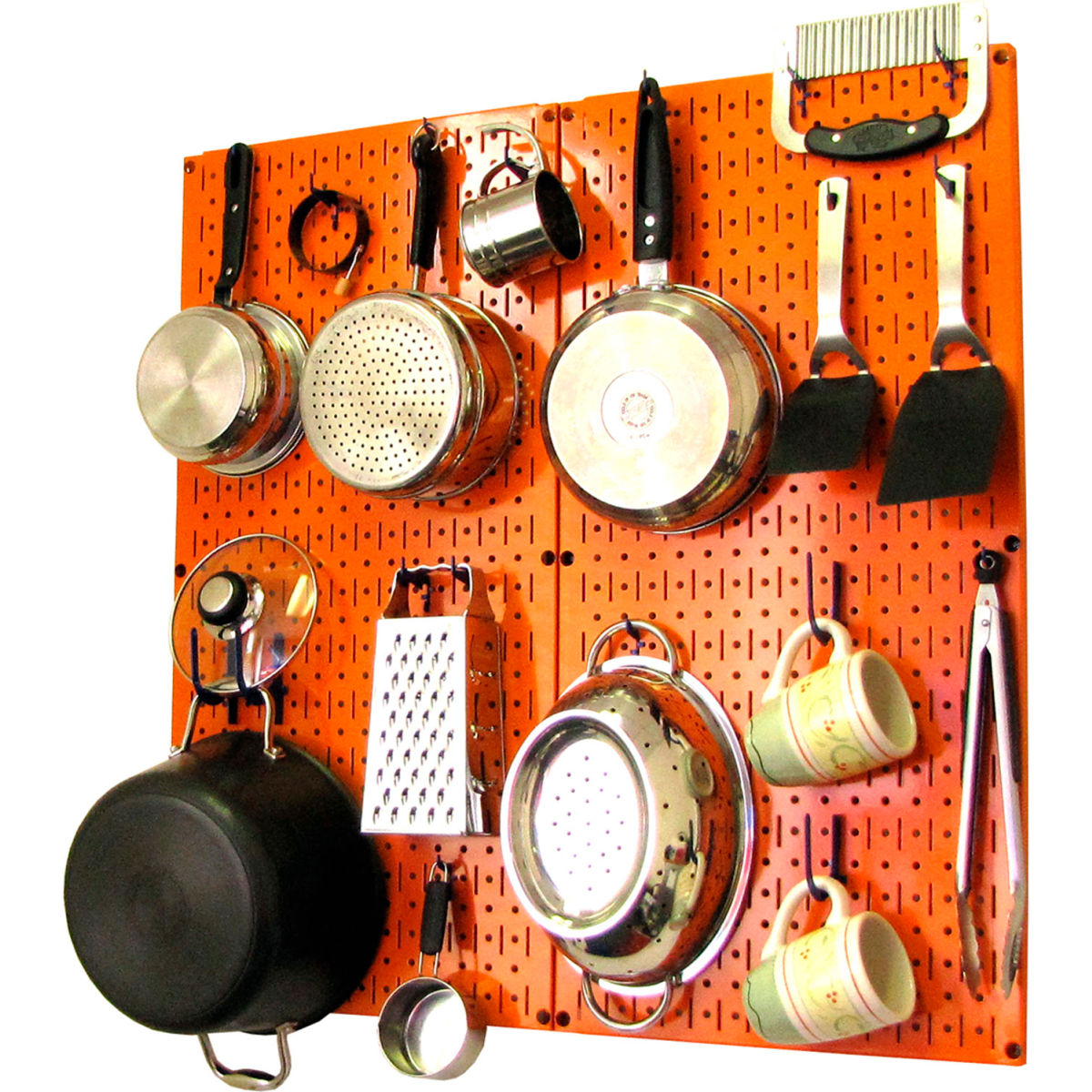 Kitchen Pegboard Pack Storage & Organization Kit, Orange & Blue - 32 x 32 x 6 in.