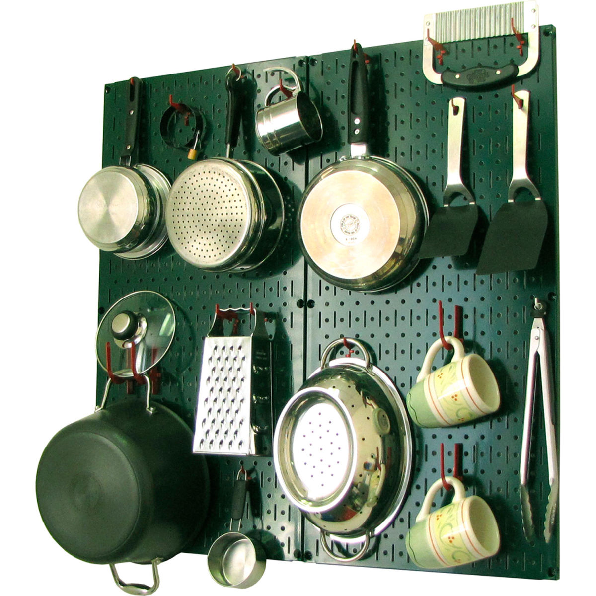 Kitchen Pegboard Pack Storage & Organization Kit, Green & Red - 32 x 32 x 6 in.