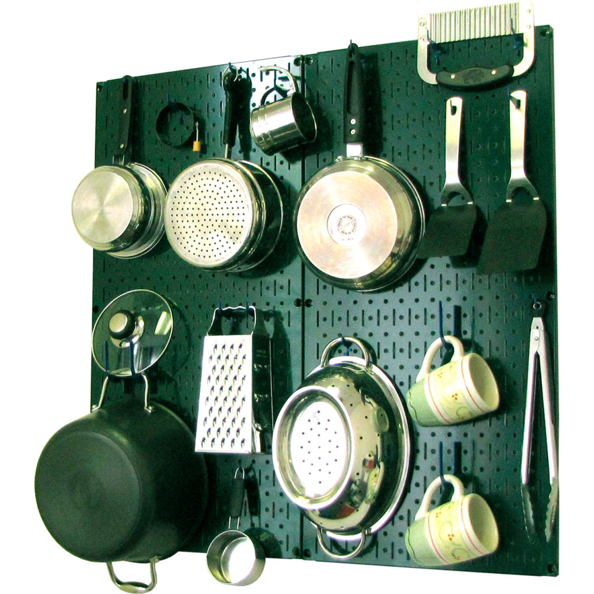 Kitchen Pegboard Pack Storage & Organization Kit, Green & Blue - 32 x 32 x 6 in.