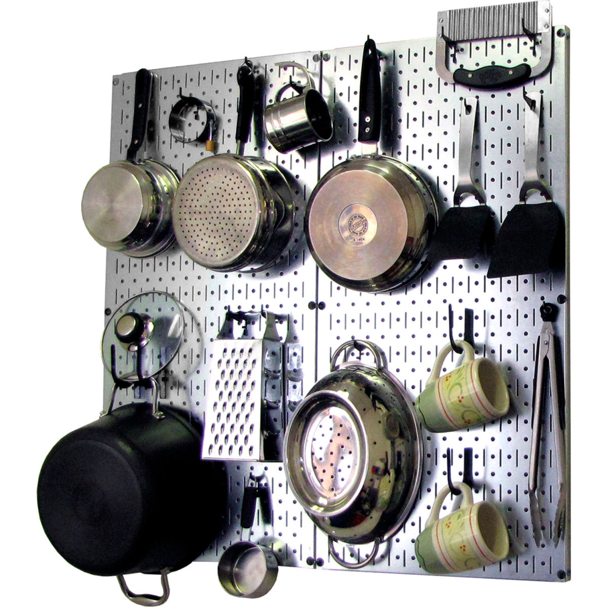 Kitchen Pegboard Pack Storage & Organization Kit, Galvanized Black - 32 x 32 x 6 in.