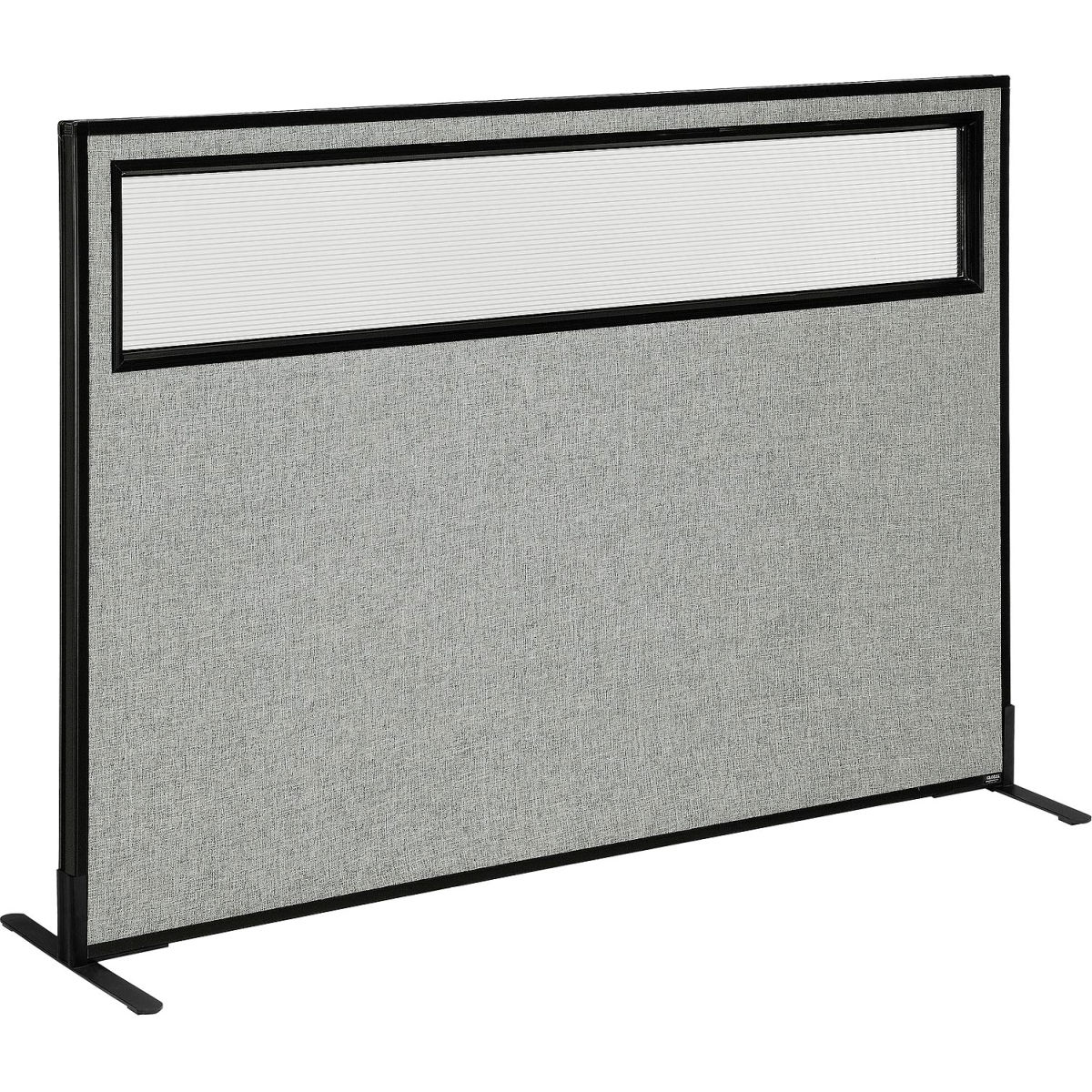 Interion Freestanding Office Partition Panel with Partial Window, Gray - 60.25 x 42 in.