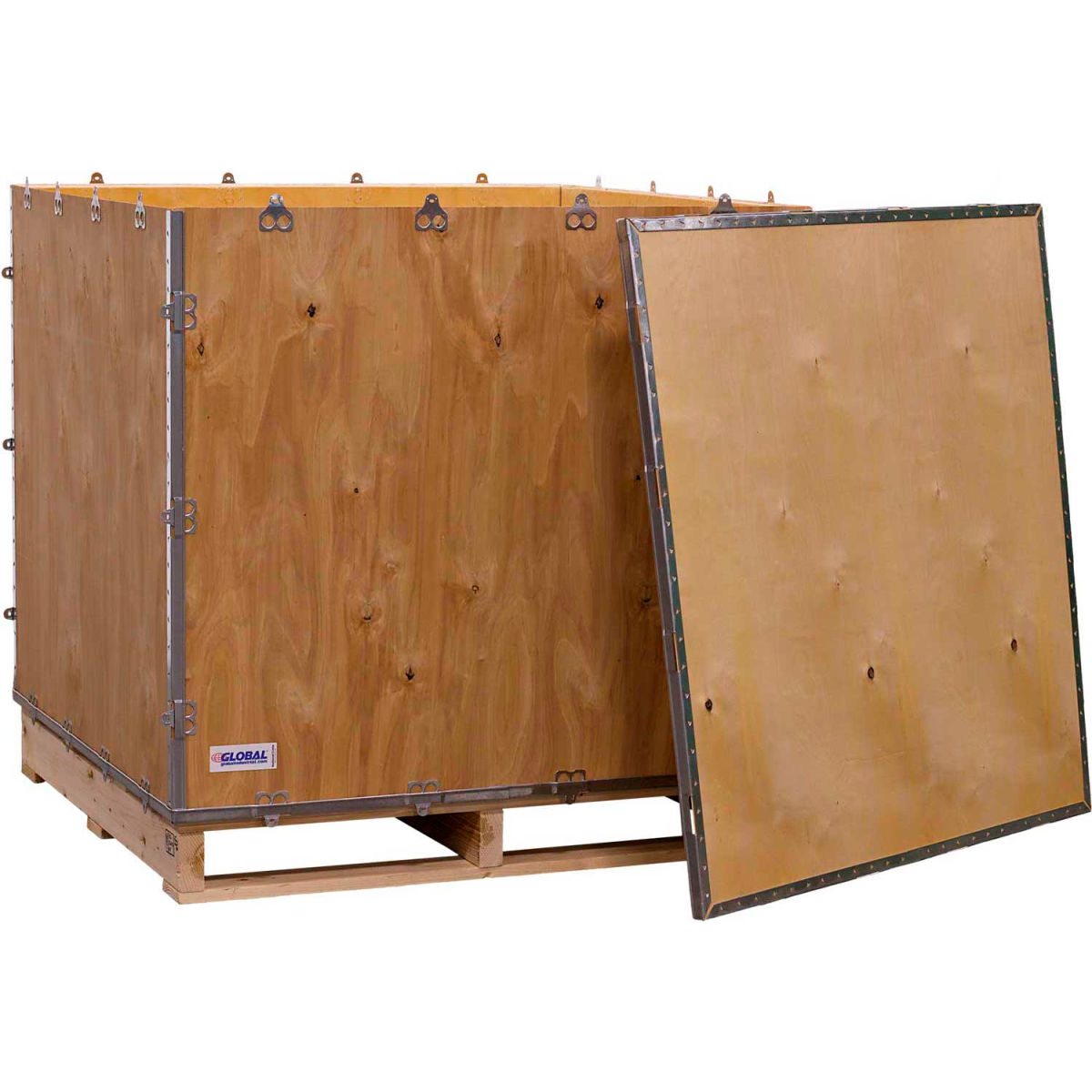 Global Industrial 4-Panel Hinged Crate with Lid & Pallet - 40 x 40 x 40 in.