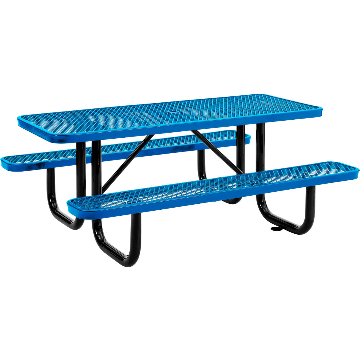 6 ft. Rectangular Outdoor Steel & Expanded Metal Picnic Table, Blue