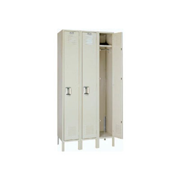 562737PY Single Tier 3 Door Unassembled Steel Locker with Recessed Handle, Putty - 18 x 18 x 72 in.