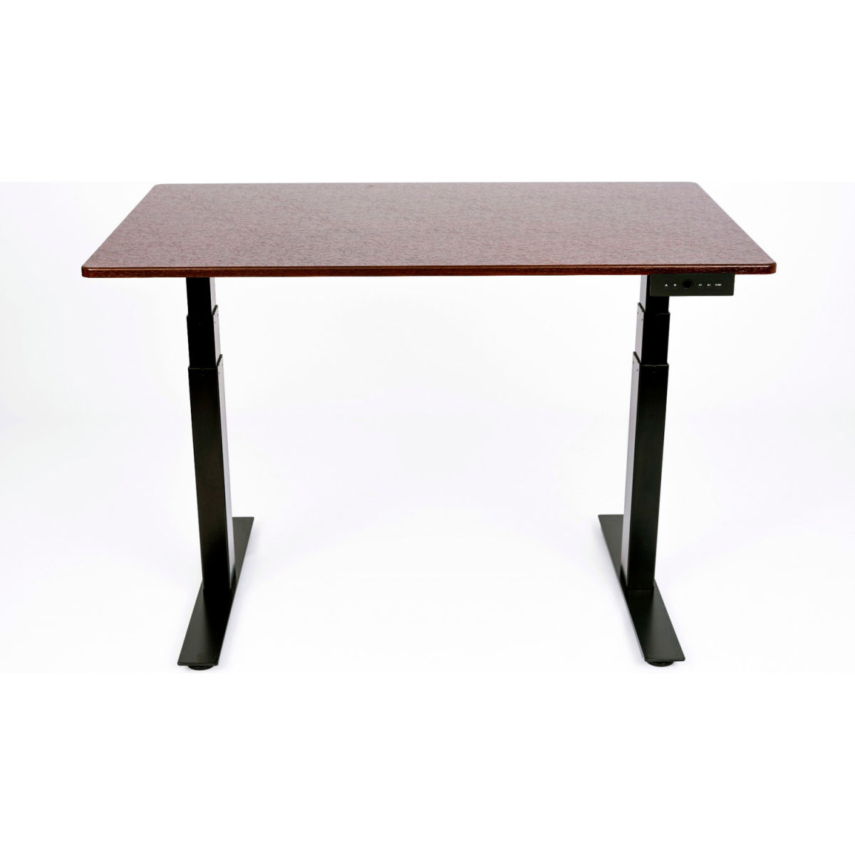 B2369450 48 in. Electic Stand Up Desk with 3-Stage Dual-Motor - Dark Walnut Top with Black Frame