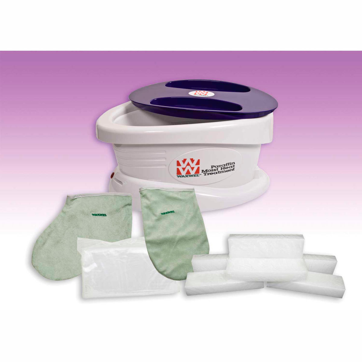 WaxWel Paraffin Bath with 6 lbs Lavender Paraffin & 100 Liners, 1 Mitt & 1 Bootie