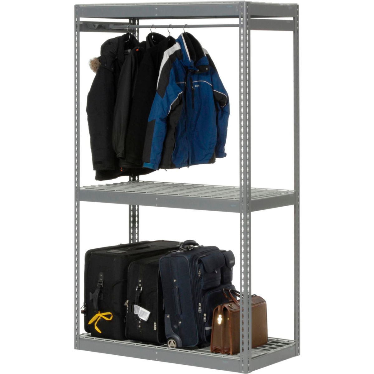 84 x 48 x 24 in. Boltless Luggage Garment Single Rack, Gray